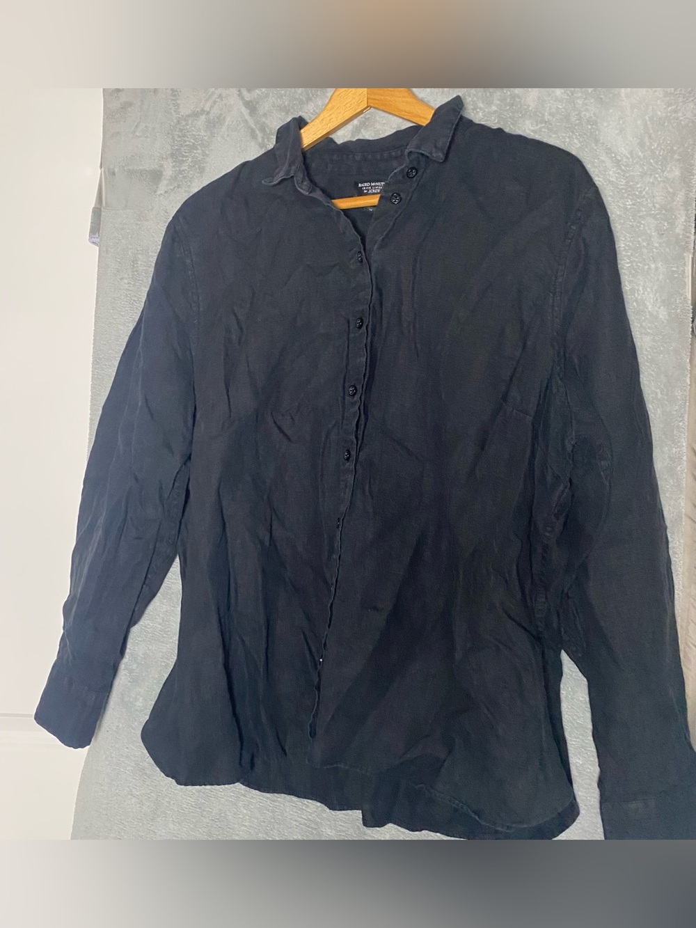 J. Crew Baird mcnutt Black Long-Sleeve Casual Button-Down Shirt Irish linen 20